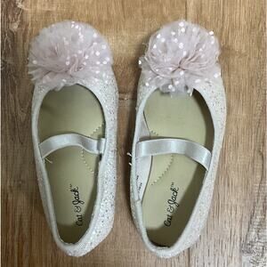 Baby Toddler Girl size 6 Cat & Jack RUE Pink Tulle Glitter Ballet Flat Shoes